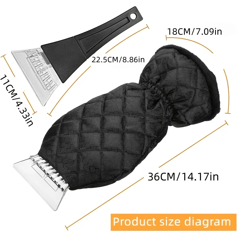 

1set Car Windshield Ice Scraper With Warm Gloves Scratch Free Winter Snow Shovel Brush Snow Removal Scraper Car Accessories