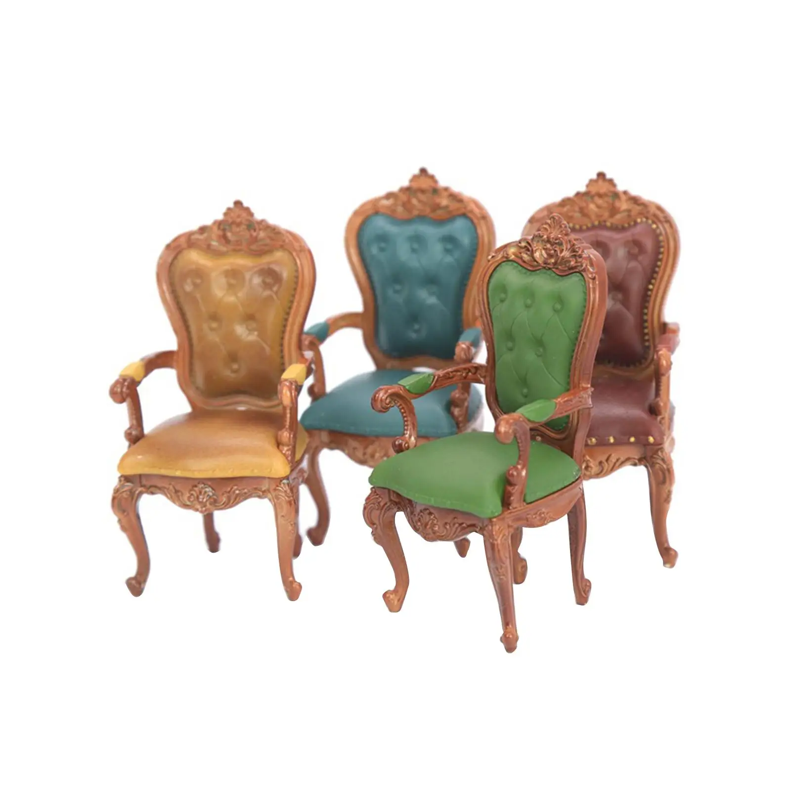 1/12 كرسي بيت الدمى ذو المشهد DIY لغرفة المعيشة أثاث بيت الدمى ديكور بني عميق