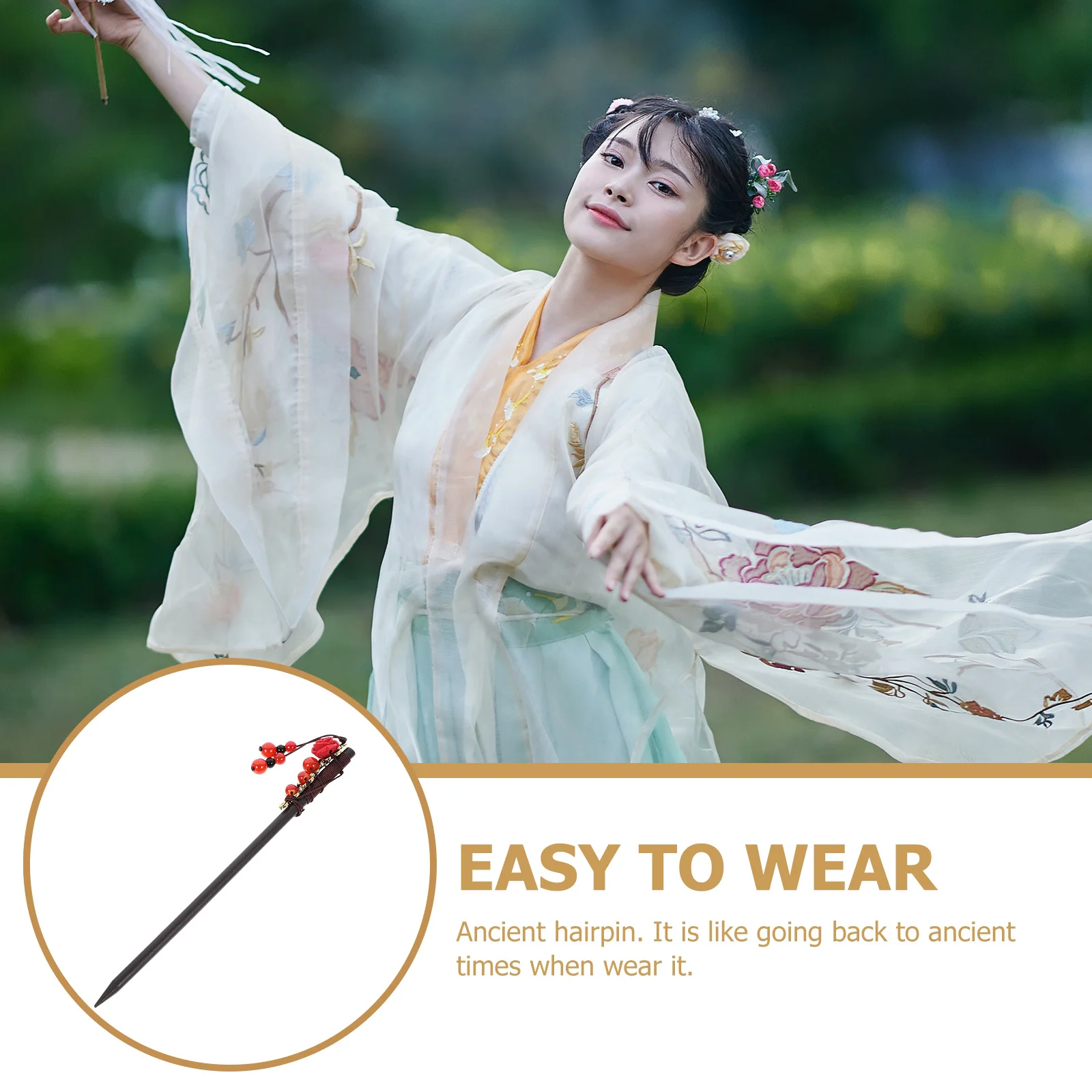 

Vintage Hairpin Chinese Style Women Stick Retro Hair Chopsticks For Party Celebration Casual Wear Hair Styling Tool