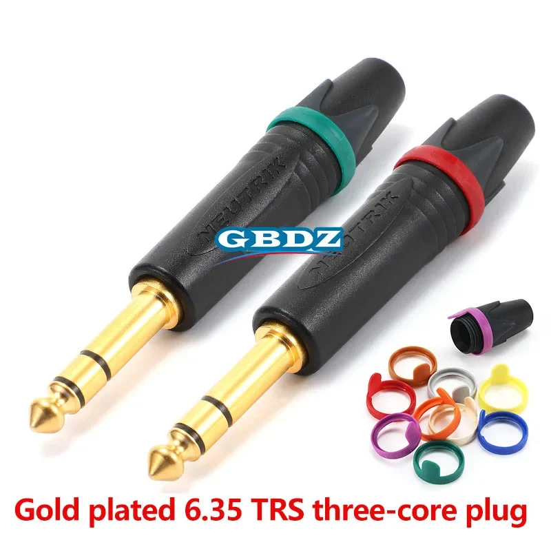 NP2X NP3X-B Large 2 / 3 Pole Straight Insertion Audio 6.35mm Stereo TRS Plug Gold/Silver Plated And NP3X-B Color Ring Series