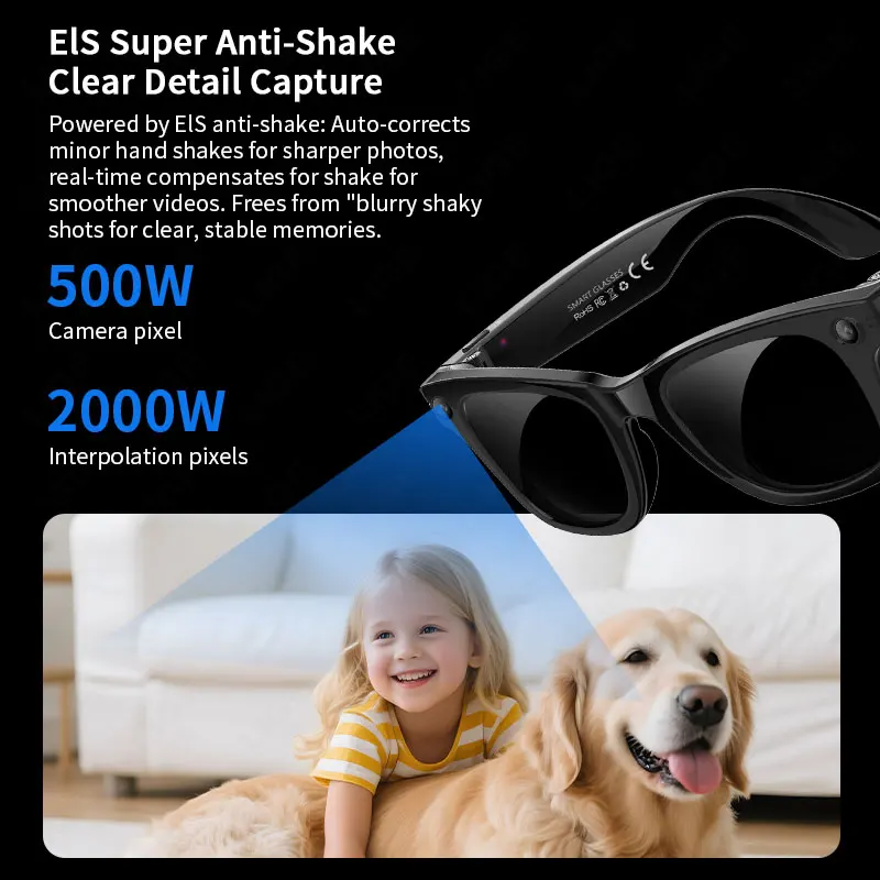 LIGE 500W HD Color Changing AI Smart Glasses Chat Camera Bluetooth Call 290mAh Voice Assistant Control Intelligent Sunglasses