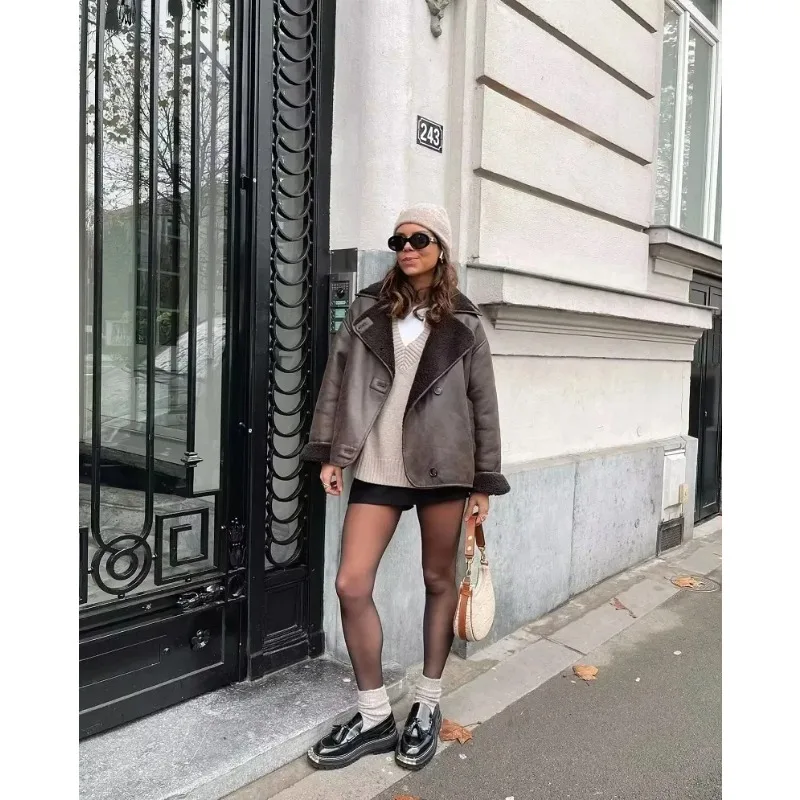 

Women's Warm Jacket with Loose Fur and One-piece Lapel, Fashionable and Trendy, Commuting New Autumn and Winter Products