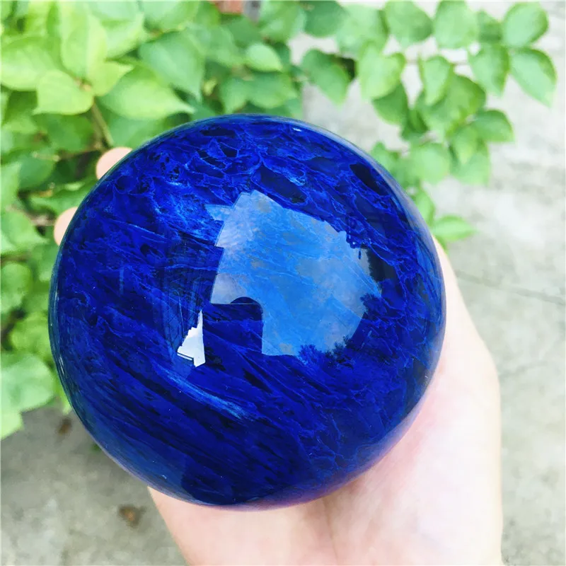 5-10cm Natürlicher Seltener Blauer Schmelzstein Quarzkristallkugel Heimdekoration Naturstein Schnitt- und Polierarbeit Holzständer – Detail 5