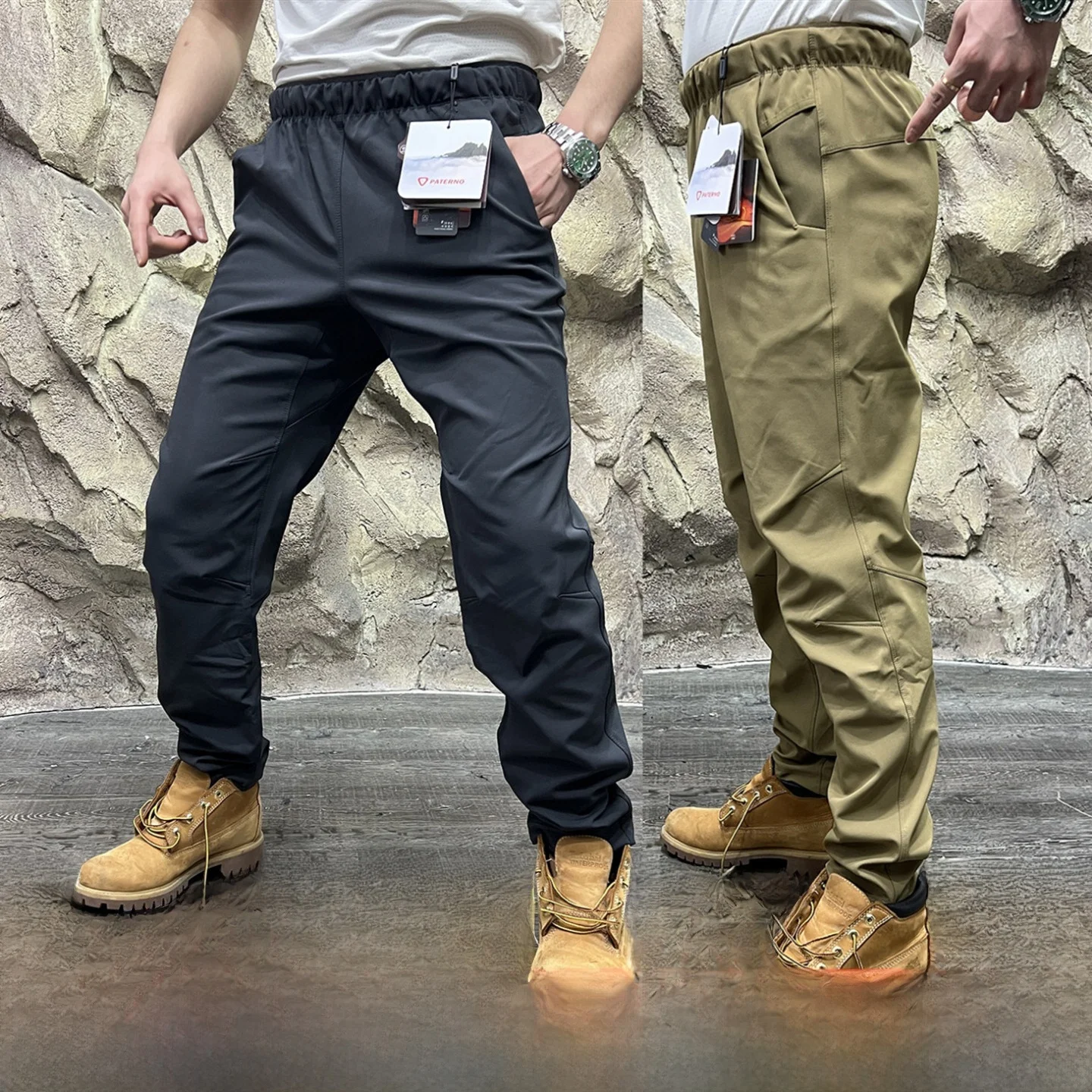 

Paterno High-End Men's Outdoor Fce-Lined Windproof Softell Casual Pants Straight Leg Windproof Elastic Cuff Autumn Winter