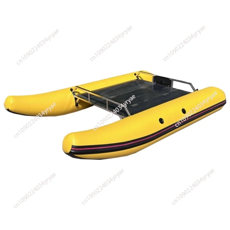 

Double pontoon boat Raft fishing boat Portable inflatable pontoon aluminum alloy