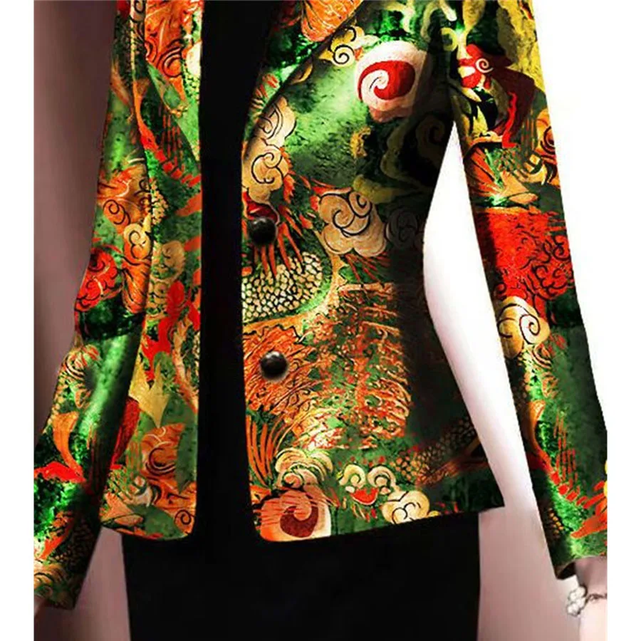 Nobele Vrouwen Blazer Jas Nieuwe Lente Herfst Koreaanse Slanke Elegant Pak Jasje Office High-End Print Blazer Tops Outwear