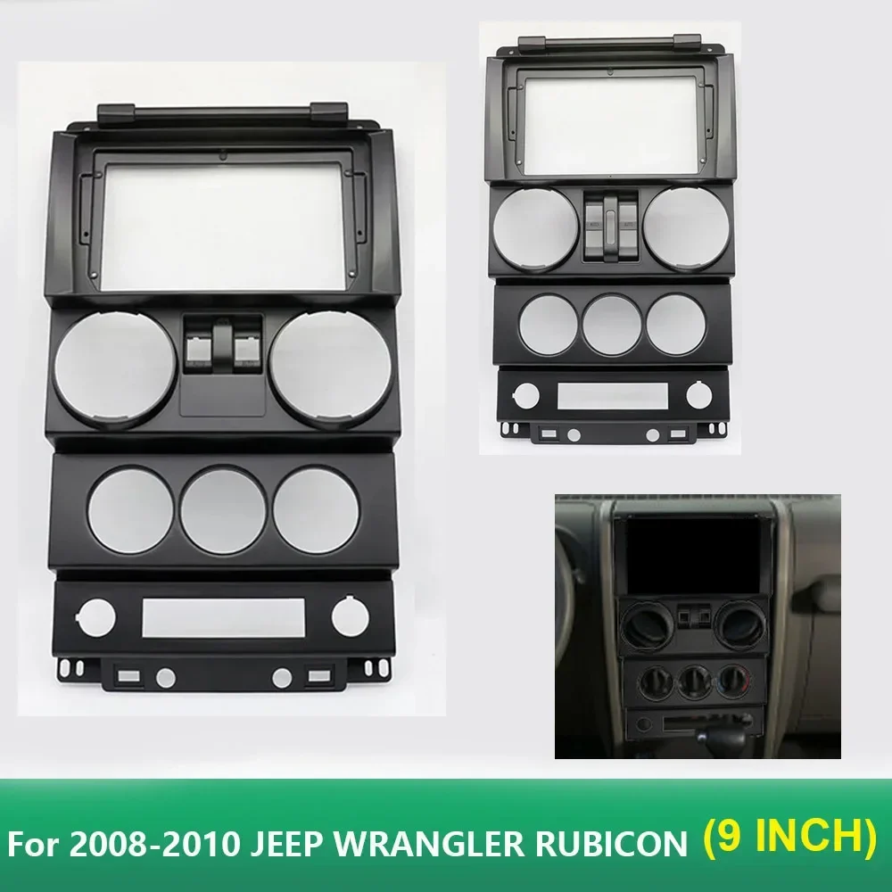 For 2008-2010 JEEP WRANGLER RUBICON (9Inch)Car Radio Fascias Android GPS MP5 Stereo Player 2 Din Head Unit Panel Dash Frame Inst