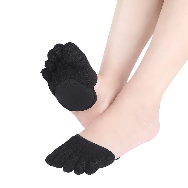 RHBJ 2 Stück = 1 Paar Zehenspreizer Fußpflege Halbe Einlegesohlen Fünf-Finger-Socken Bunion Sleeve Protector Hallux Valgus Vorfuß für Frauen – Detail 9