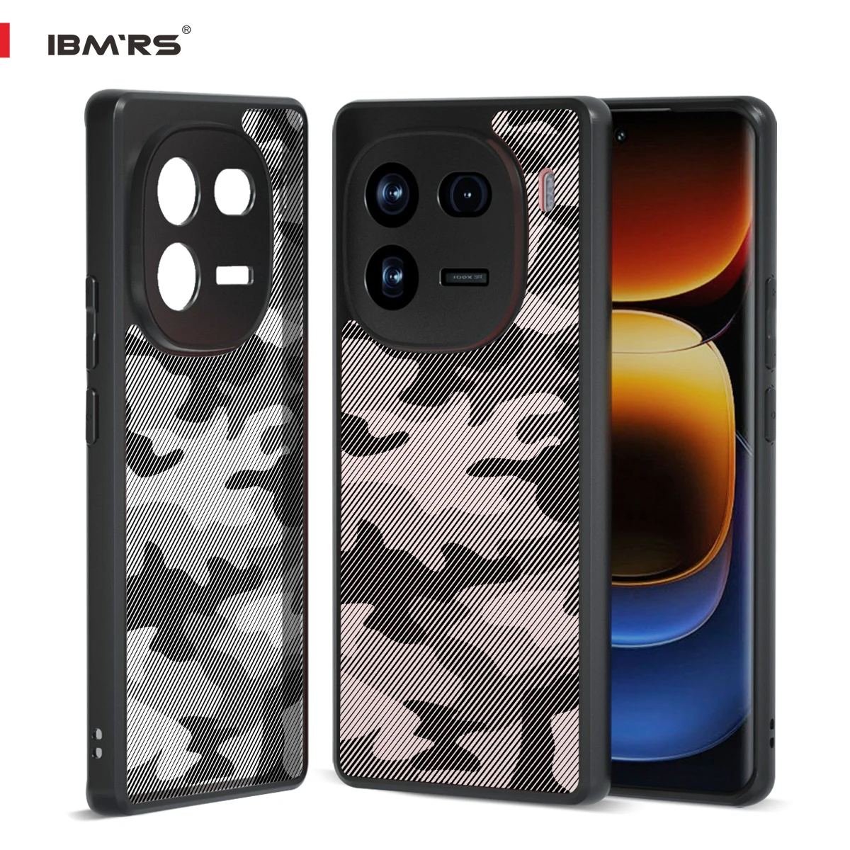 

IBMRS for iQOO 12 Pro Case, Camouflage Shockproof Cover, PC+TPU Dual Layer Heavy Duty Armor