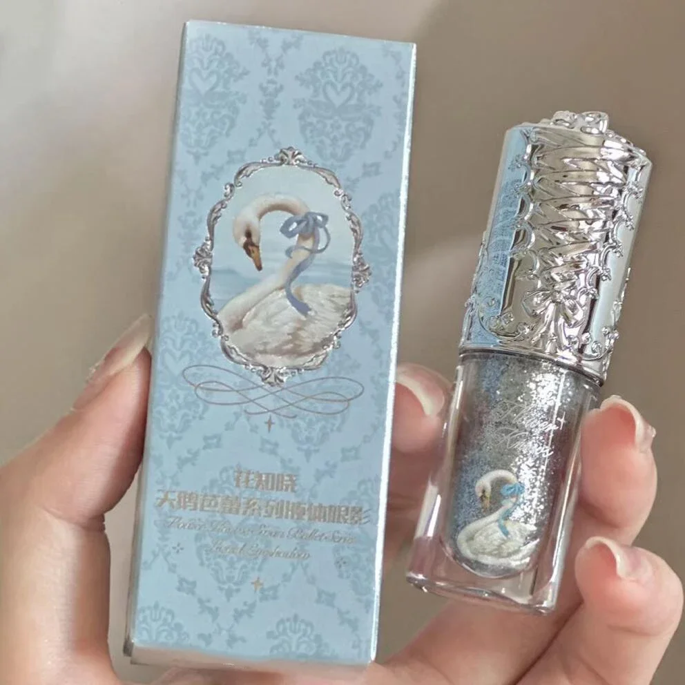 Flor sabe cisne ballet glitter sombra líquida de longa duração brilho à prova dwaterproof água secagem rápida metálico maquiagem dos olhos para mulheres meninas
