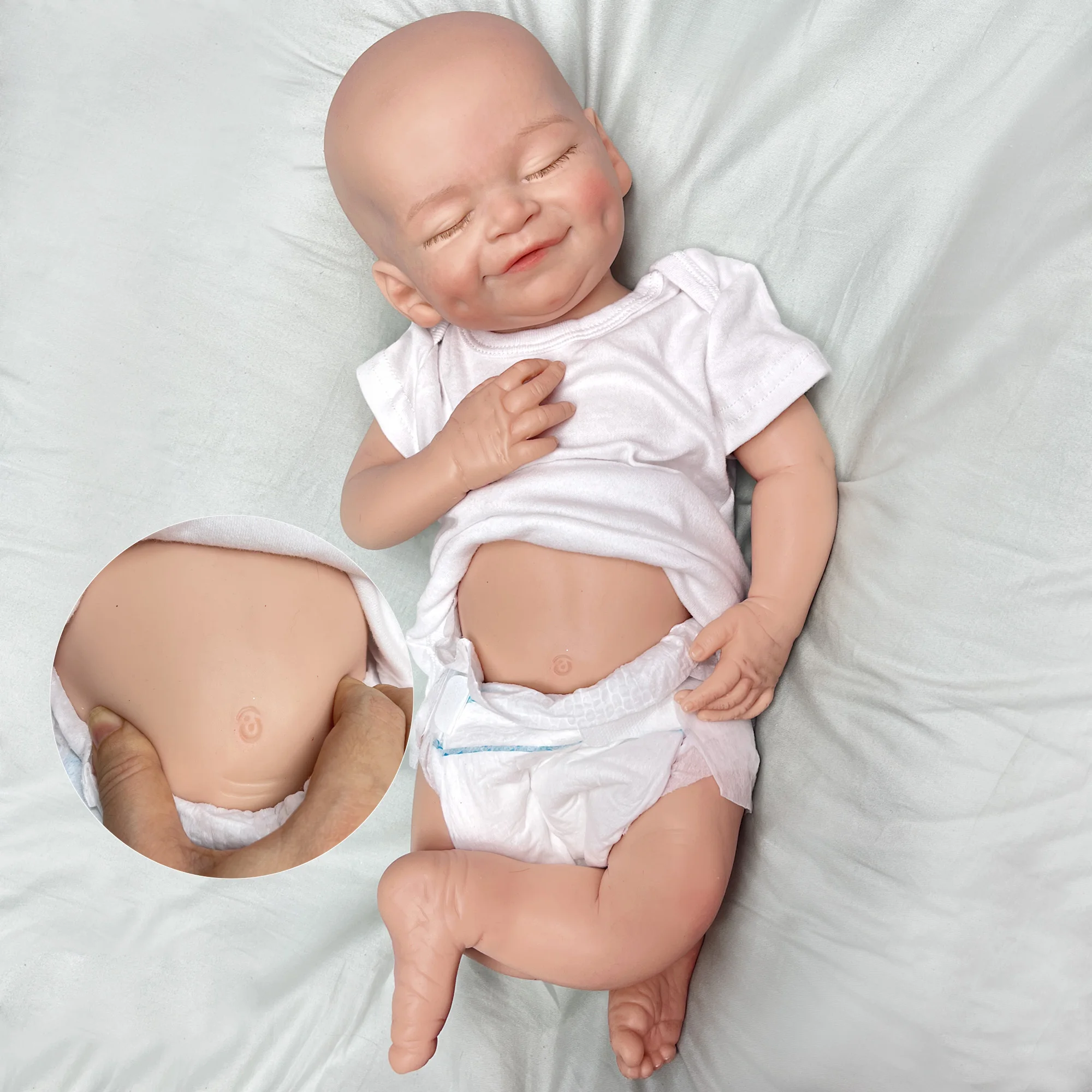 

18" Cecilia Boy Full Body Solid Silicone Bebe Reborn Doll 3D Painted Doll Toy For Family's Gift Muñeca Corpo De Silicone Inteiro