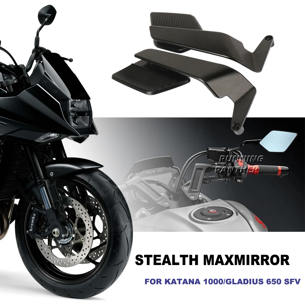 

For Suzuki Gladius 650 SFV 2009-2015 Katana 1000 2019 2020 Motorcycle Stealth max Mirror Kits To Rotate Adjustable Mirrors