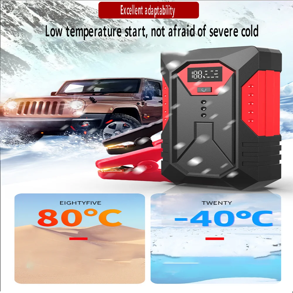 12000mAh Car Jump Starter 600A 12V Output Portable Emergency Start-up Charger for Cars Booster Battery Starting Device