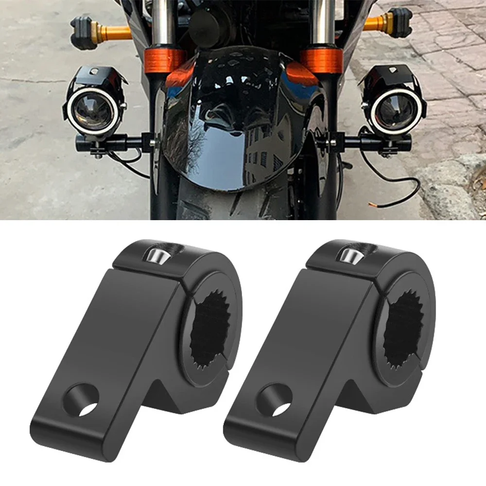 2pc Motorbike LED Light Bar Clamps Brackets Tube Clamp Mount Kit For Motorcycle Fog Light Mount Motorcycle Accessories Black