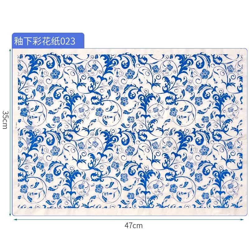 Keramikblaues und weißes Blumenmuster auf Papier – Traditionelles, glückverheißendes Blumen- und Vogel-Tierkreismuster, schlichtes Billet-Muster, hochtemperaturbeständig – Detail 19