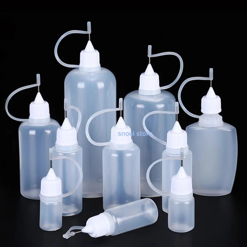 Plastic Squeezable Tip Applicator Bottle Dropper Bottles with Needle Tip Cap for Glue/Liquid/Oil,Capacity 15ml~120ml Black/white