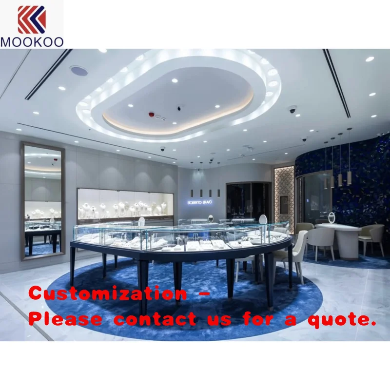 custom.Custom Luxury Jewelry Display Showcase with LED Light Full Jewelry Furniture with 3D Interior Design Service