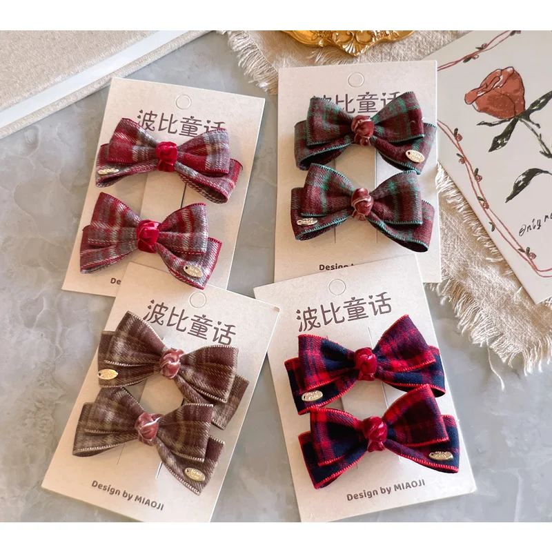 40 PCS/Lot, Handmade Woolen Fabric Bow Hair Clips For Autumn Winter Kids Girls Hair Accessories