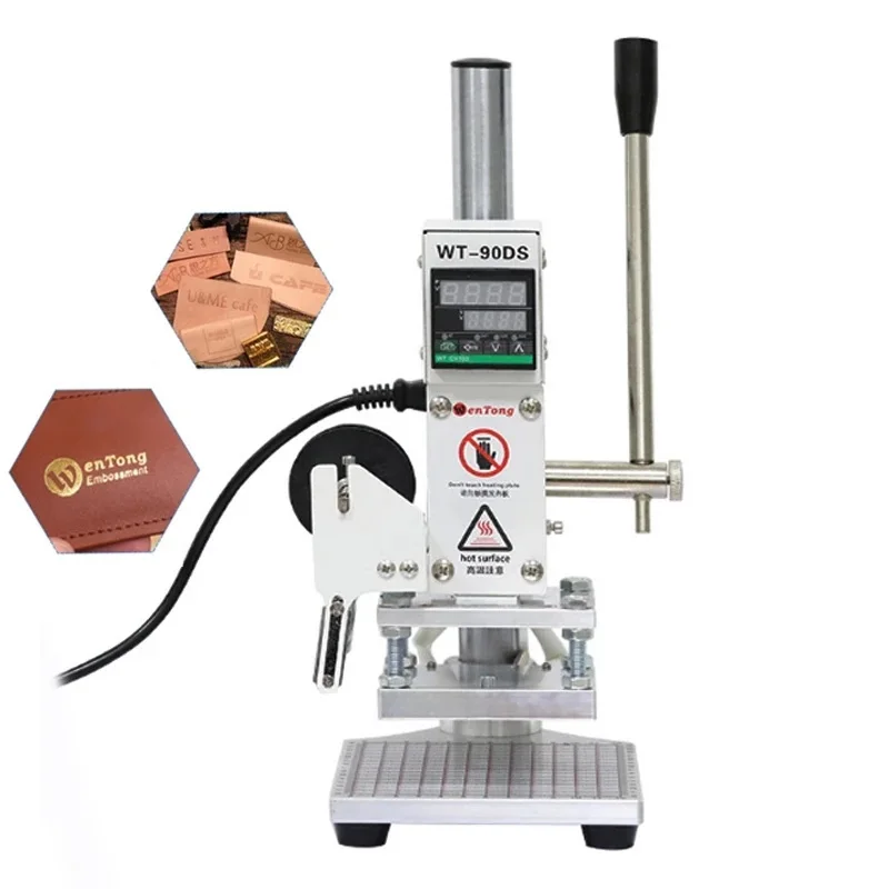 Hot Stamping Machine For Leather Embossing, Small Manual Digital Logo Leather PVC Card Papers Hot Branding Machine Tools WT-90DS