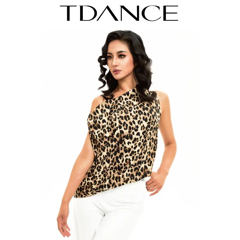 Customized TDANCE Women's National Standard Dance Practice Dress [Slanted Shoulder Metal Buckle Top] Irregular Design JM-116