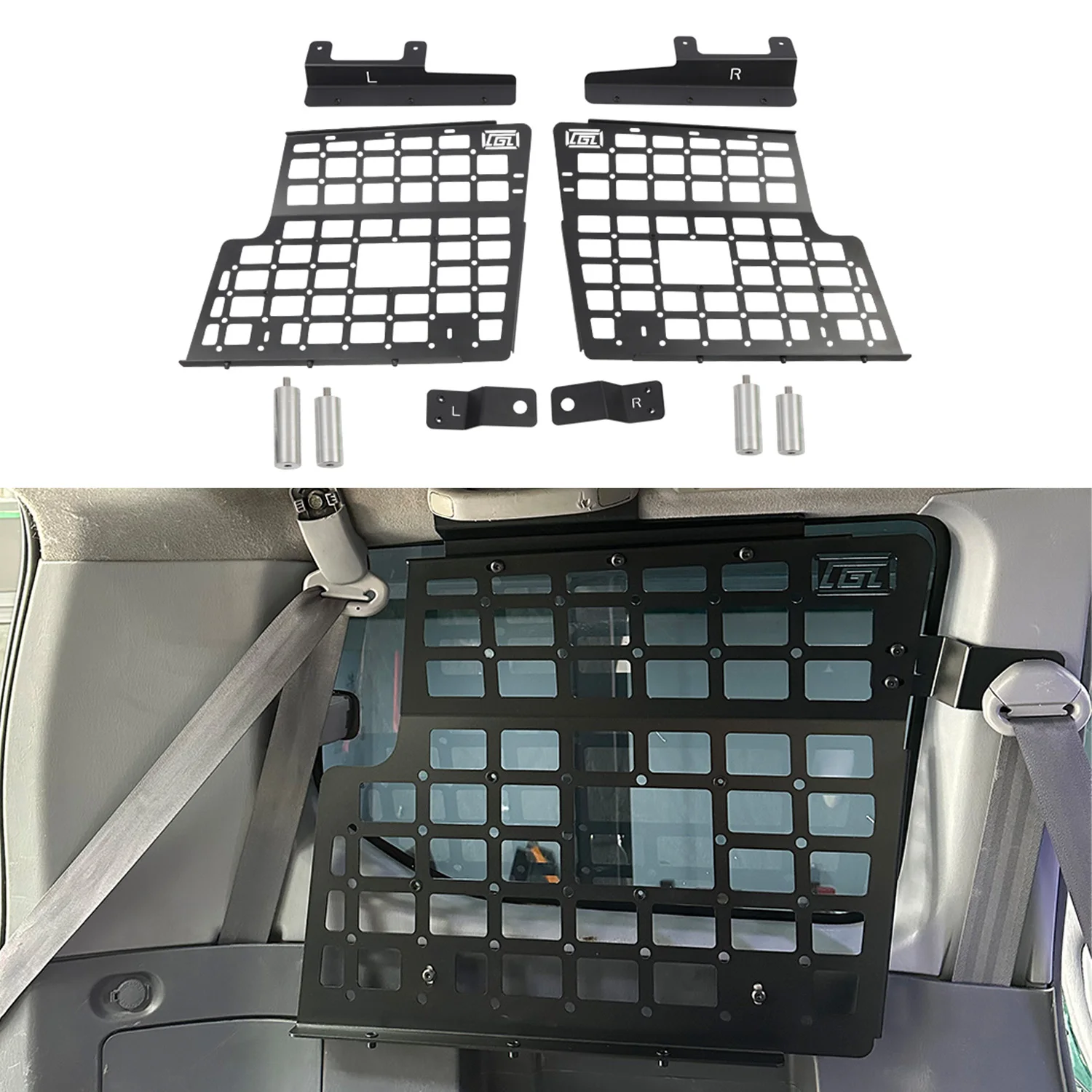 

For Toyota Land Cruiser Prado LC90 LC95 1996-2002 Side Window Shelf Car Rear Trunk Storage Panel Debris Rack Molle Panel 2pcs