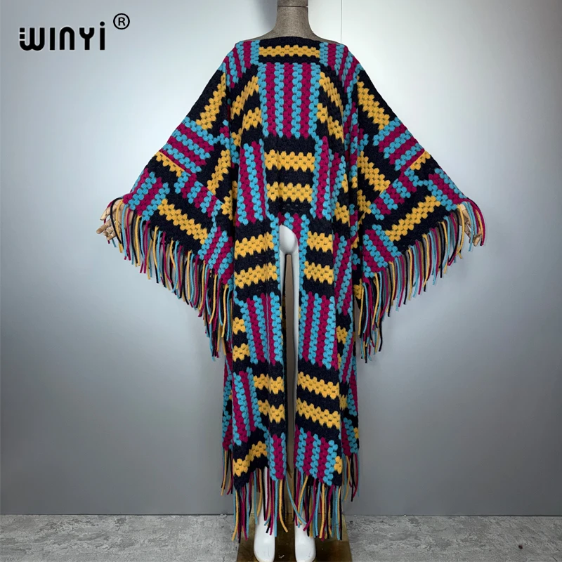 WINYI Sexy high fork winter boho cloak holiday kaftan evening long dresses Elegant robe African Women Caftan abaya dubai luxury