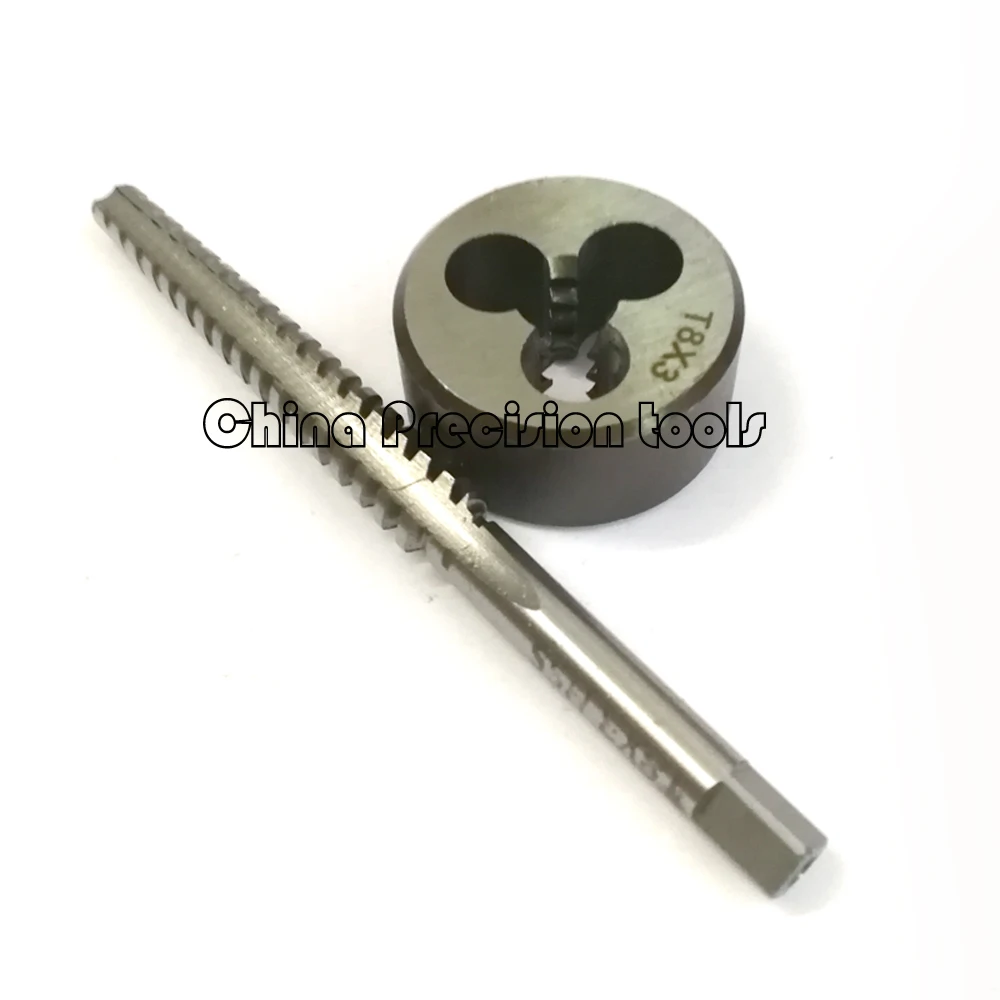 2PCS HSS Metric Trapezoidal thread tap and Die set Tr8 T8X1.5 TR8X2 TR8X3 Left Right hand TR screw taps dies sets T8 T8X2 T8X3