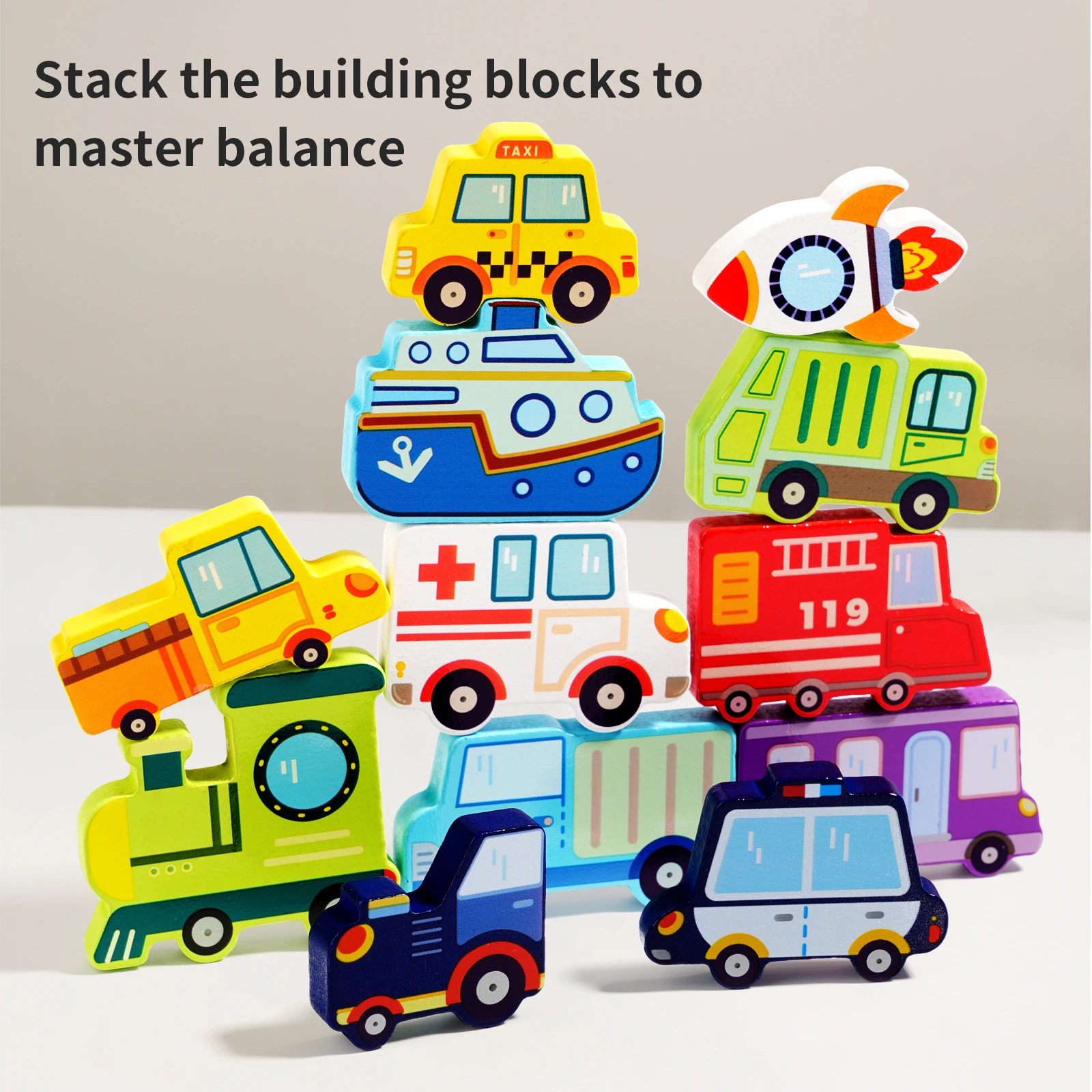 新しい木製3Dチャンキーパズルセット、動物/恐竜/食べ物STEM早期教育玩具モンテッソーリ就学前ビルディングブロック子供向け