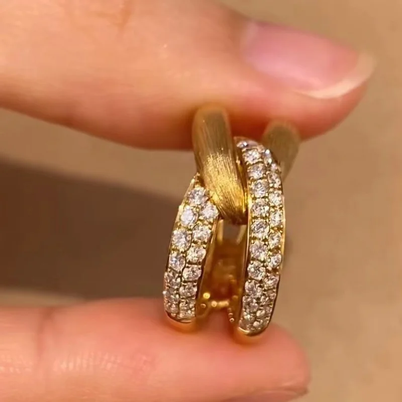 

10KGold-plated light luxury jewelry925Sterling Silver Plated14KGold Double Ring Cross Vintage Ring