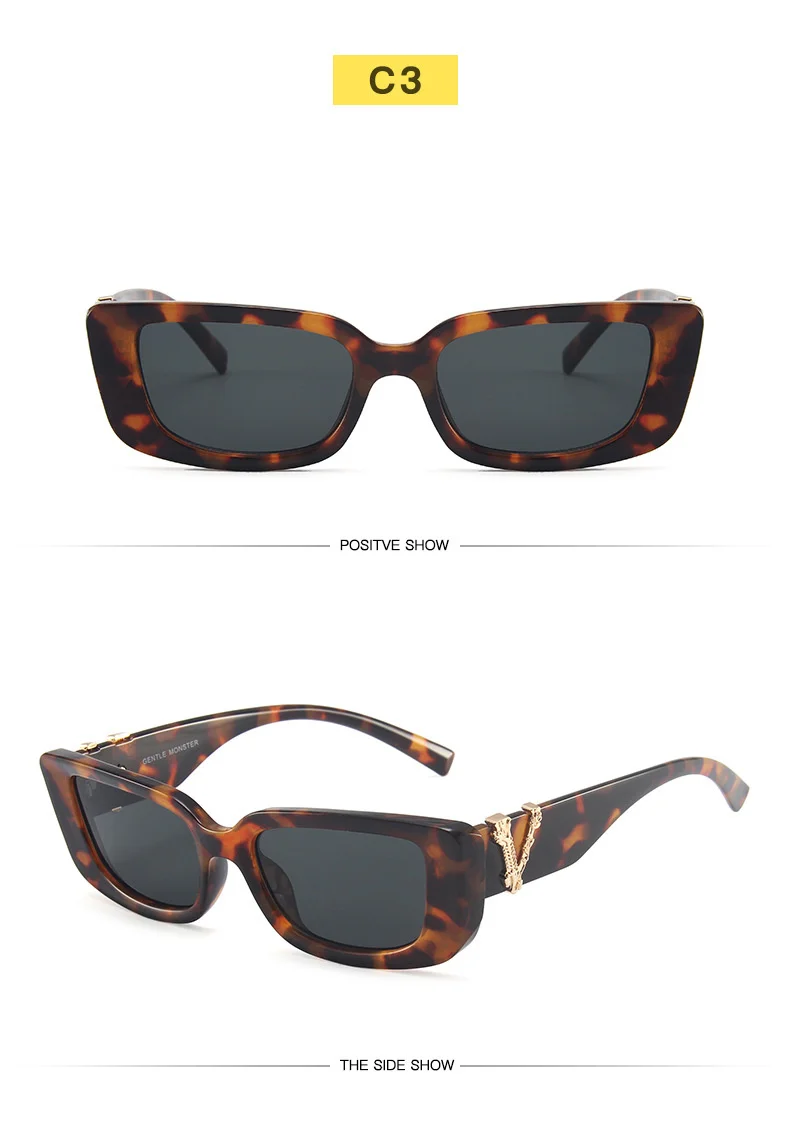 Vintage Rechteck Quadrat Sonnenbrille Frauen Marke Designer Retro Kleine Katze Auge Sonnenbrille Für Damen Klassische Schwarz Oculos De Sol – Detail 9