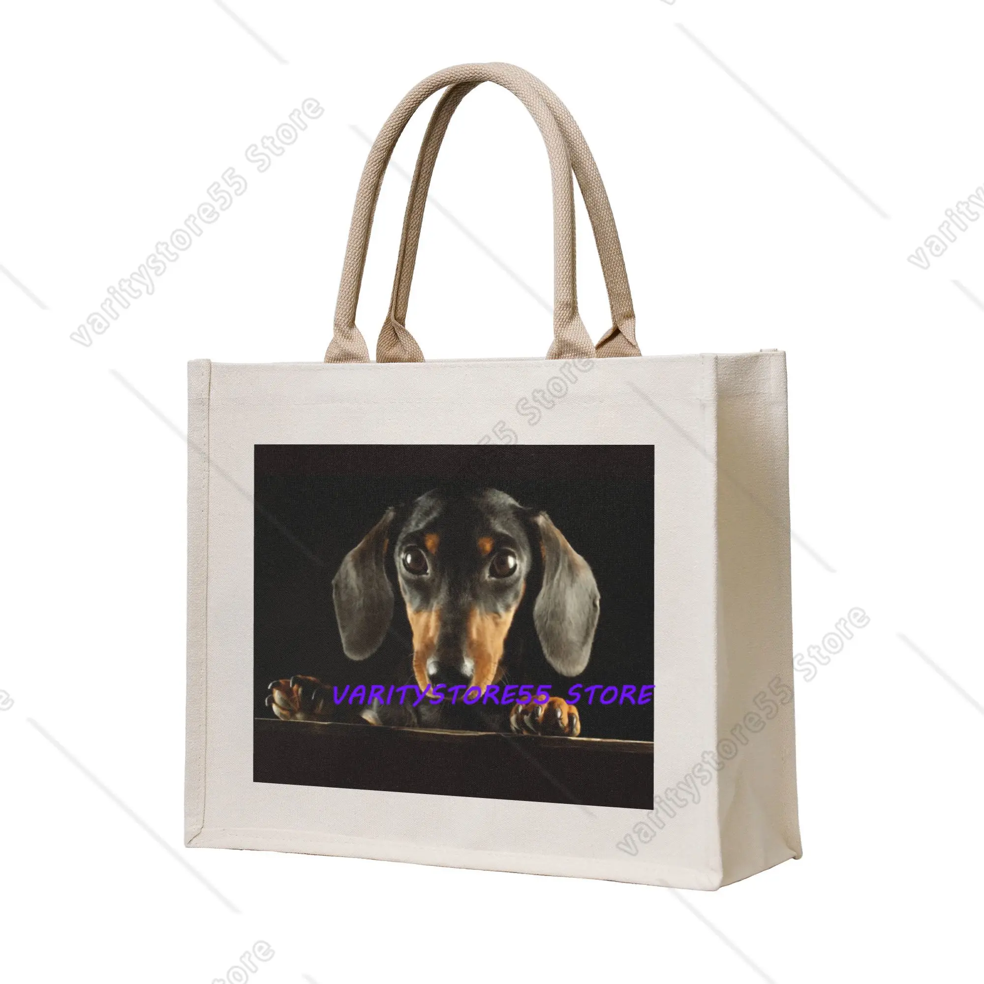 Cute Dachshund Dog Groceries Shopping Tote Bags Women Cute Puppy Pet Shoulder Shopper Bags Large Capacity Handbag