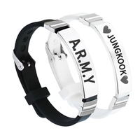 Personalized Unisex KPOP Bracelets  A.R.M.Y  JUNGKOOK  JIMIN Silicone & Stainless Steel Bracelets, Bangles for Fans Jewelry Gift