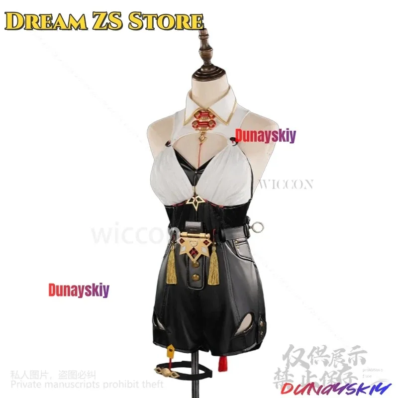 

7d@Game Zenless Zone Zero Cosplay Yixuan Anime Costume Sexy Jumpsuit Chinese Styles Coat Uniform Yellow Coat Wigs Props Dress