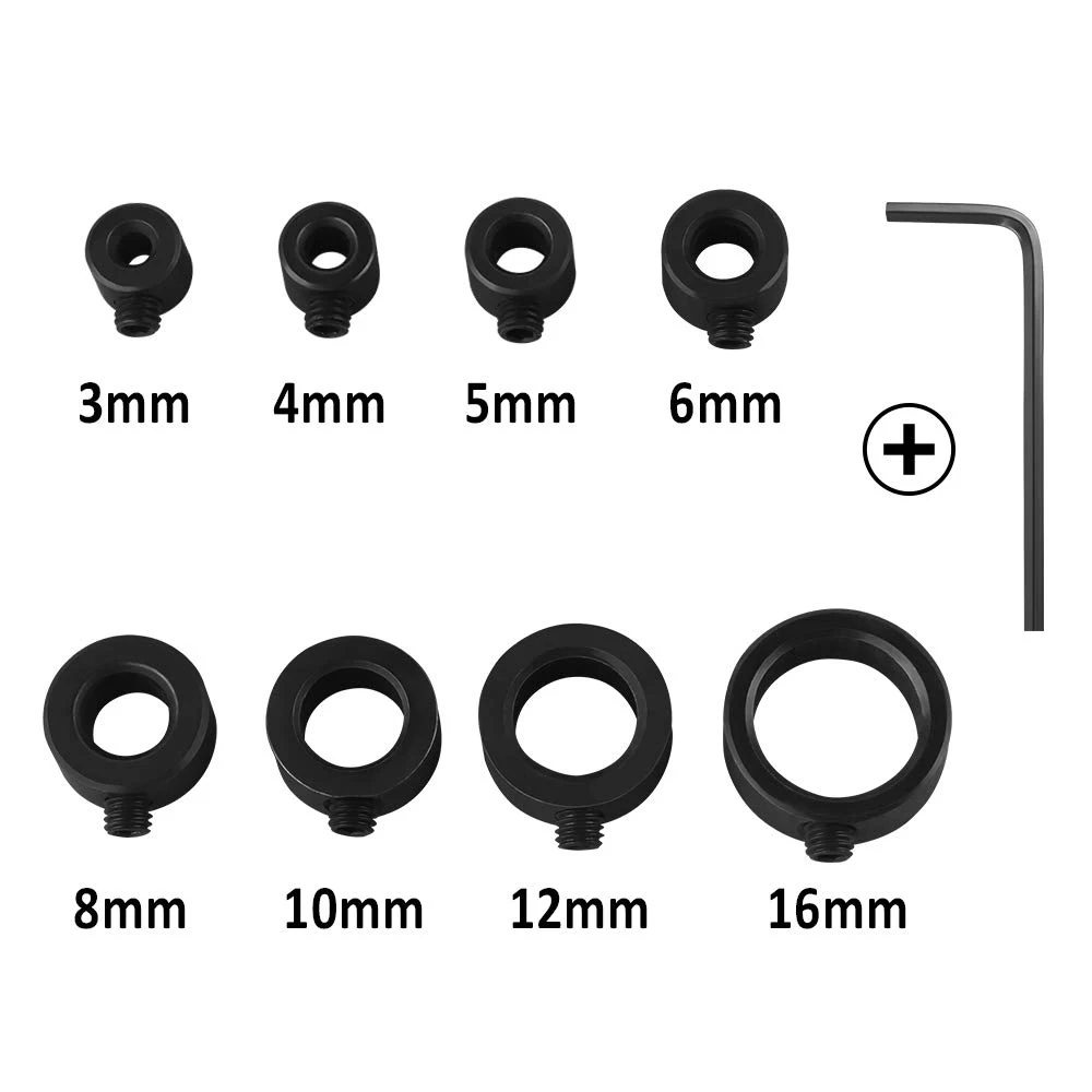 Neue Bohrer Tiefe Stop Bit Kragen Set Einstellbare Stellungs Grenze Ring Inbusschlüssel Straffen Stopper Set-Schrauben Holzbearbeitung Werkzeug – Detail 5