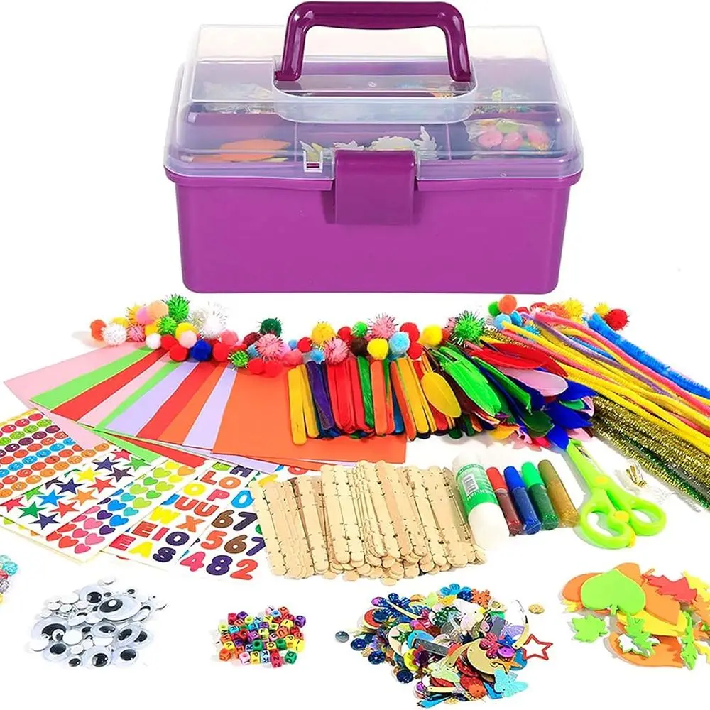 

Arts Craft Supplies for Kids, 1000+ PCS Toddler DIY Craft Art Supply Set Include Pipe Cleaners, Pom Poms, Storage Box, 2026 Chri