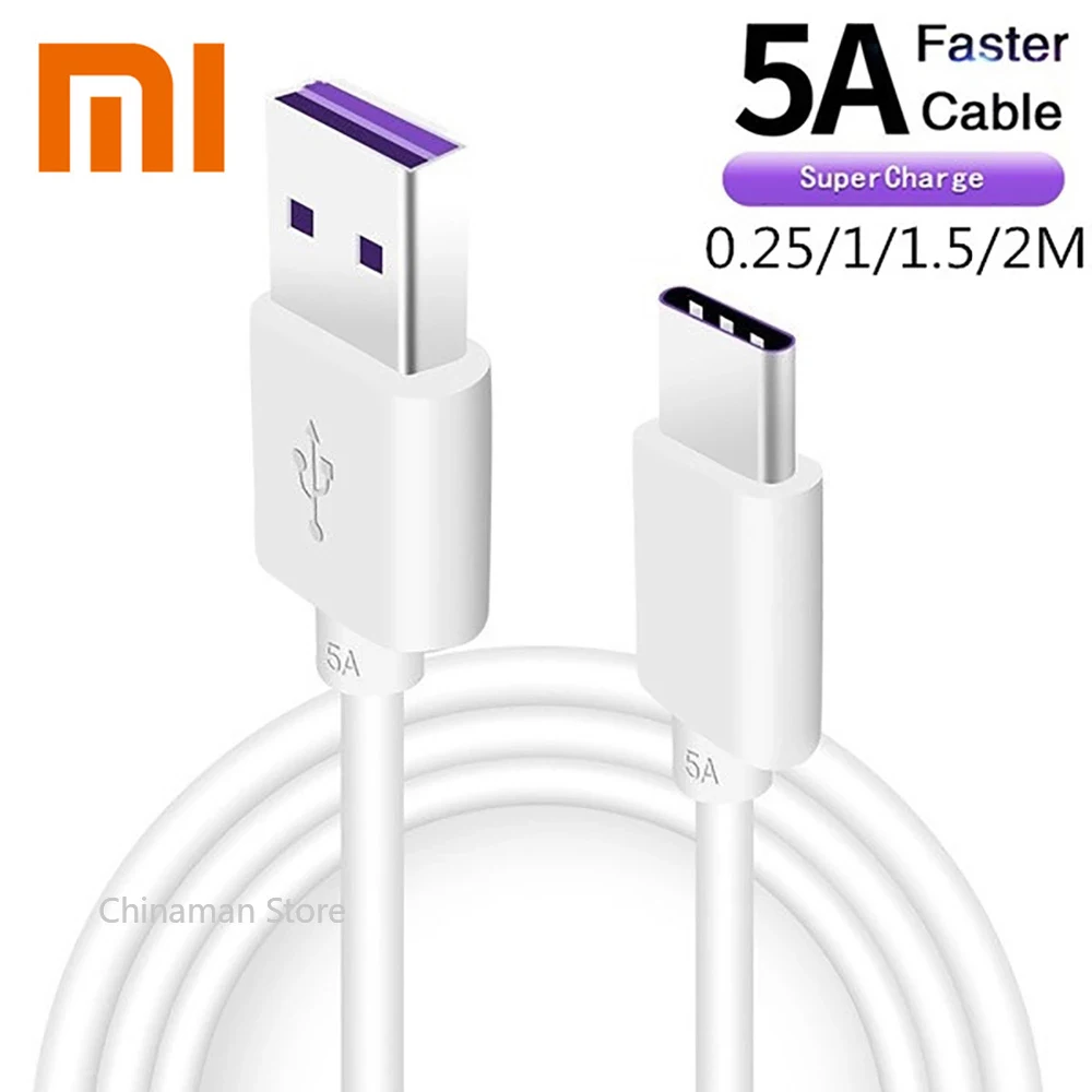 Xiaomi 5A USB Type C สำหรับ Huawei Mate 40 P40 P30 Pro Honor Fast Xiaomi Redmi หมายเหตุ7 8 Pro 8A 6a Type-C