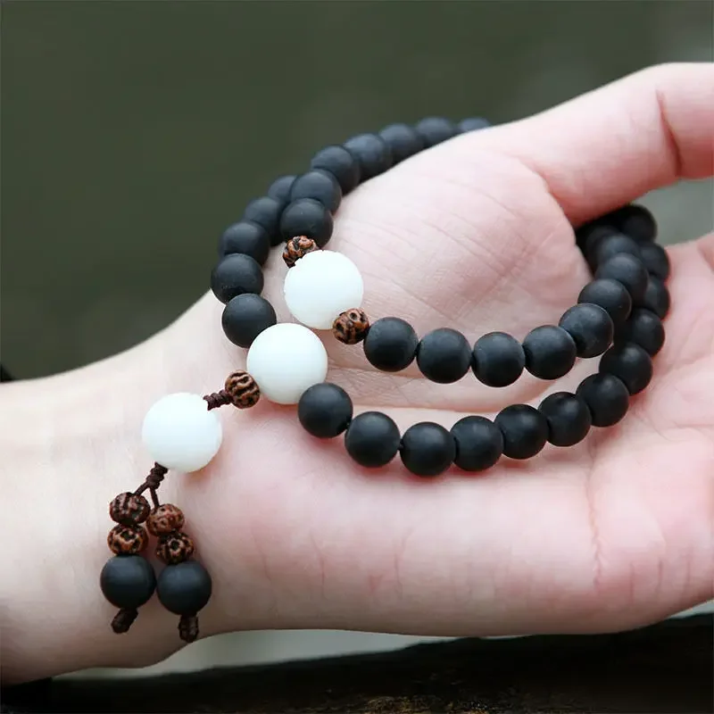 Natural medicine Po 108 rosary bodhi root carving lotus bracelets for men and women, national style, Zen, literary retro.