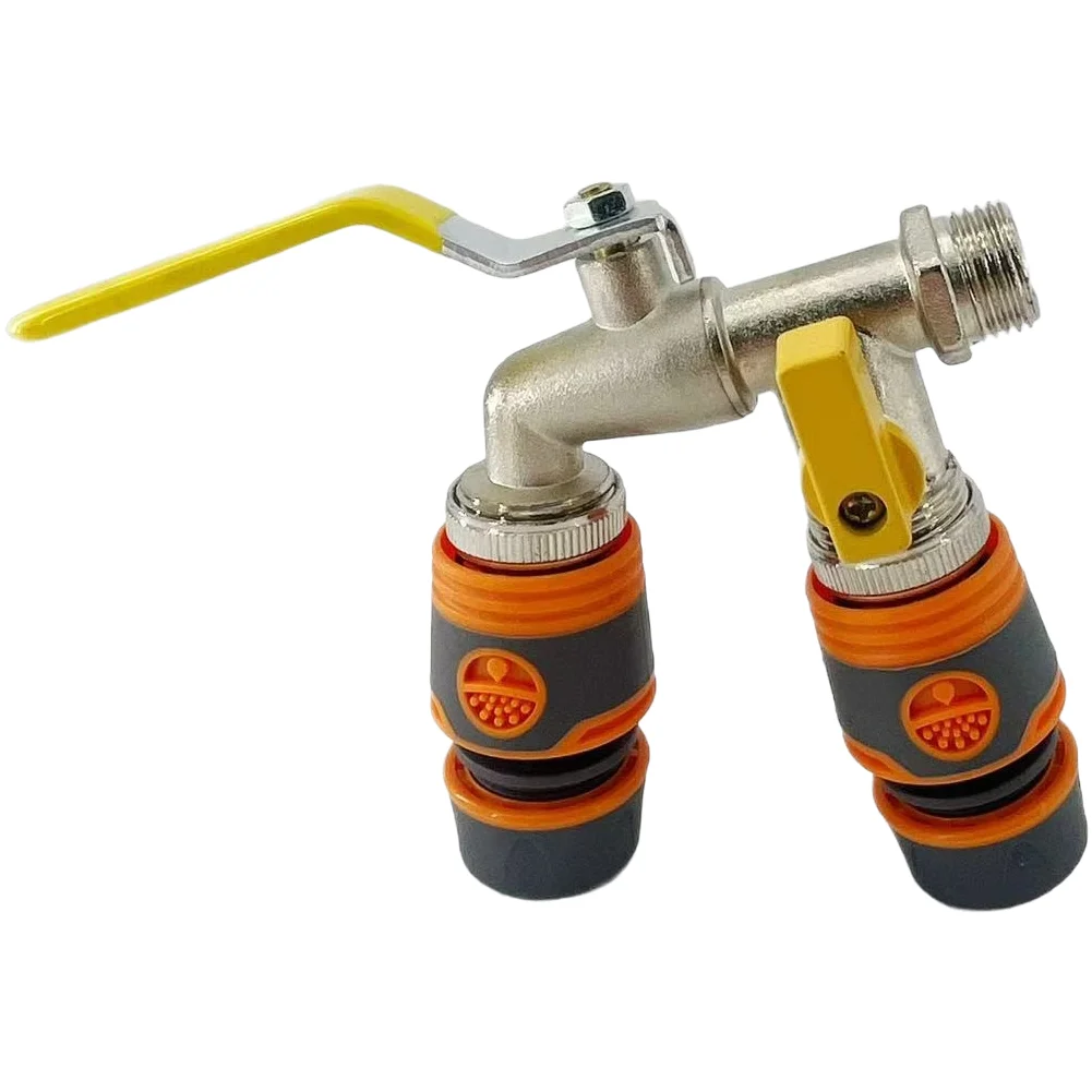 1/2 Inch Garden Hose For splitter with Dual Flow Adjustment Quick Connect Faucet Adapter Zinc Alloy for Outdoor Irrigation Needs