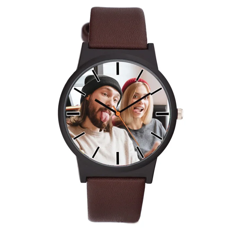 A3308 Design Your Own brand Logo Photo printing neutral clock Causal holiday gift oem drop shipping unisex personalized watch