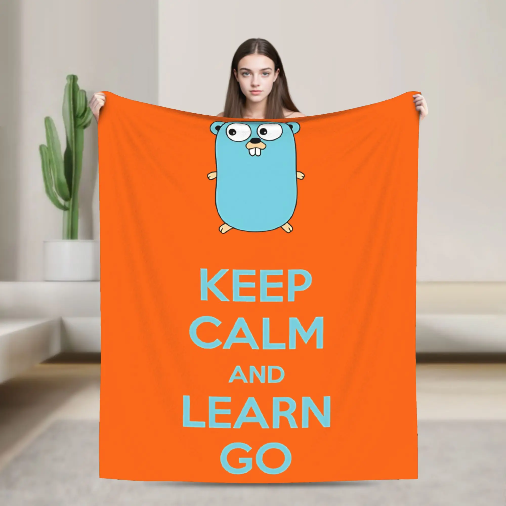 Novelty Design Keep calm and Learn Go GoLang Gopher Blankets Soft Fleece  Relax Throw Blanket Machine Washable