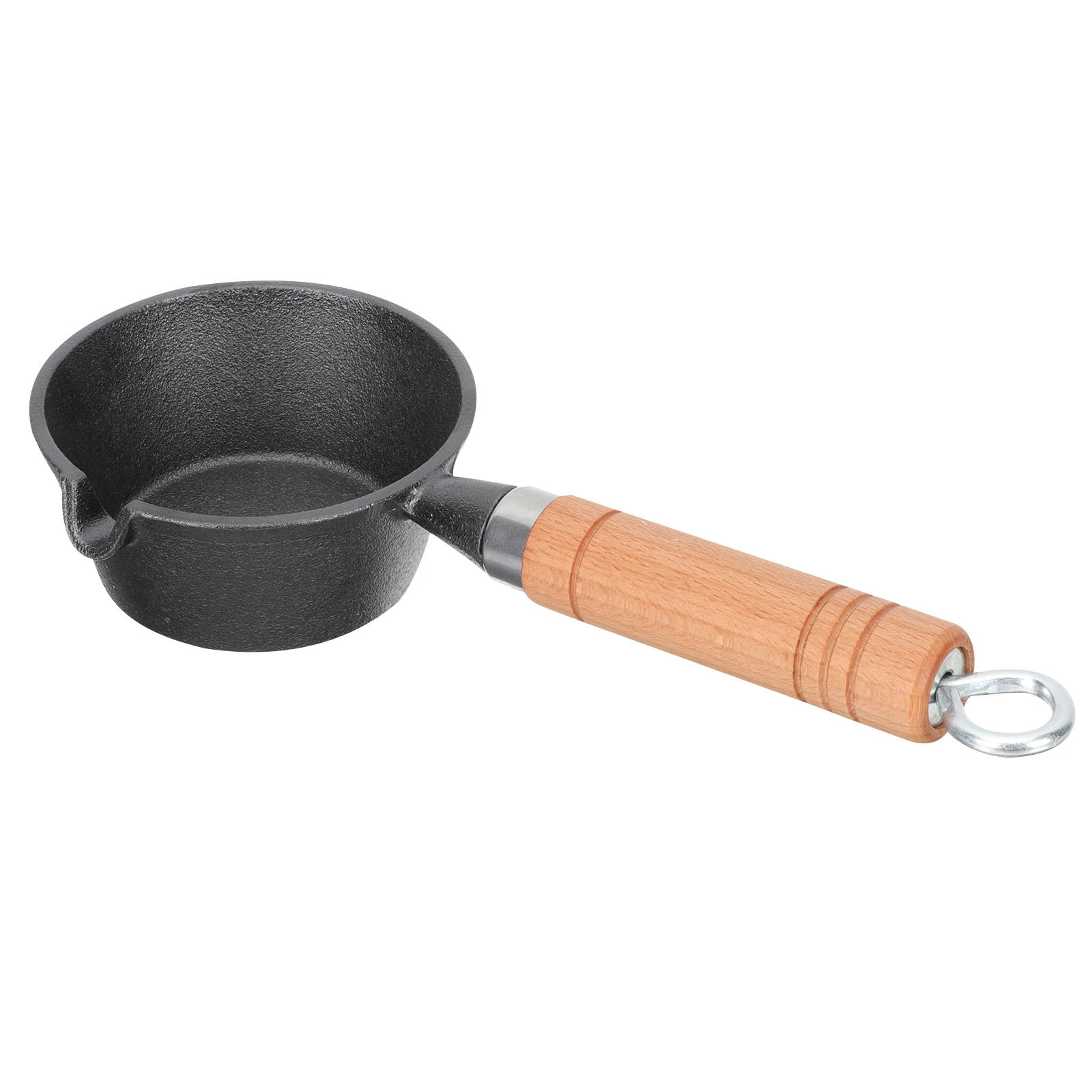 

Mini Wok Small Cast Iron Skillets Nonstick Fry Pan Long Handle Wooden Hiking Picnic Camping Lightweight Compact
