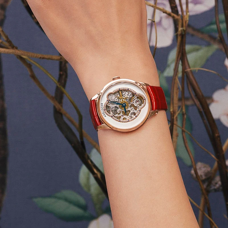 AGELOCER Original Astronomer Watch Van Gogh Oil Painting Women\'s Luxury Quartz Moon Phase Watch Birthday Gift for Women