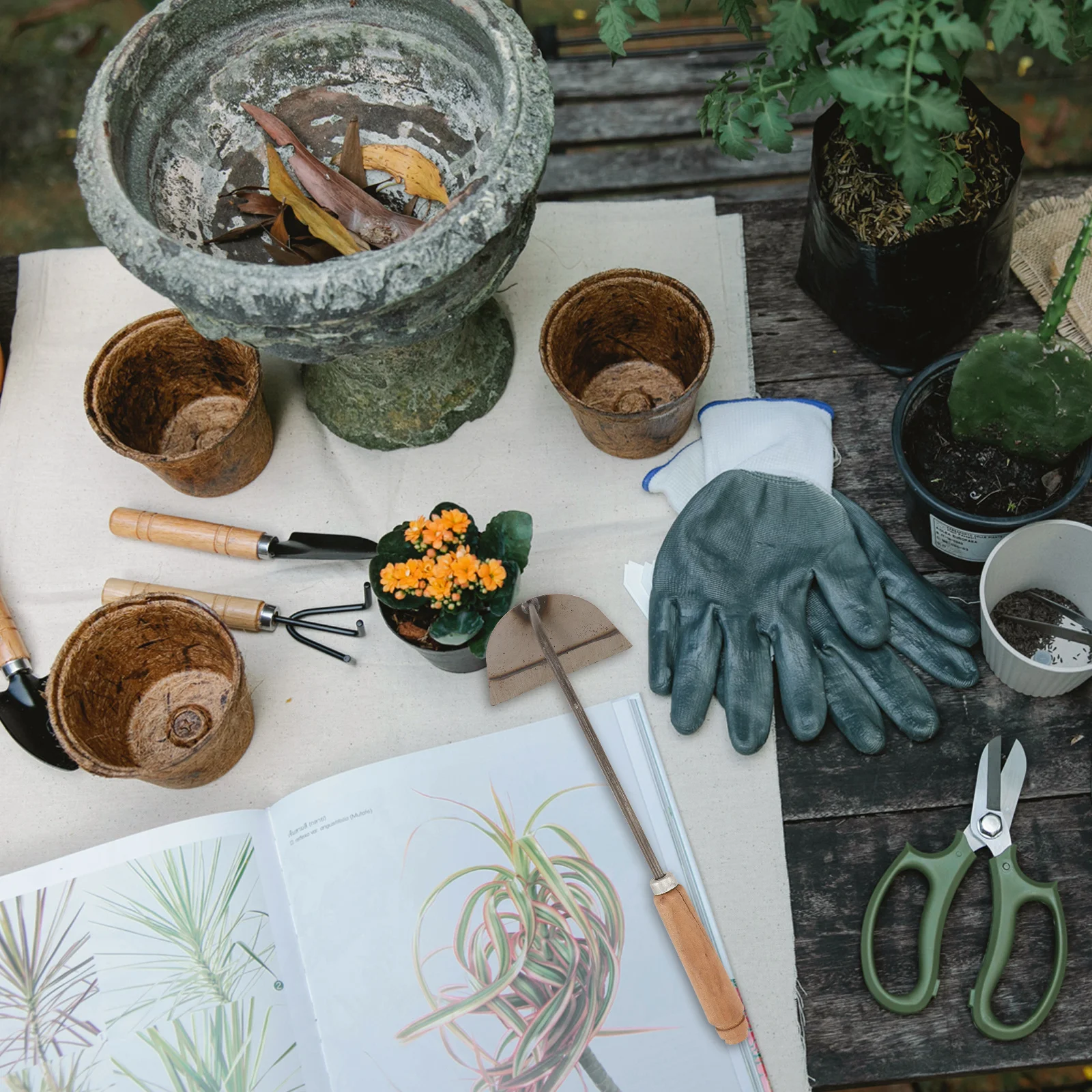 

Full Steel Portable Hoe Wooden Handle Bent Neck Lightweight Gardening Hoeing Tool Handheld Hoe Weeding Planting Tool