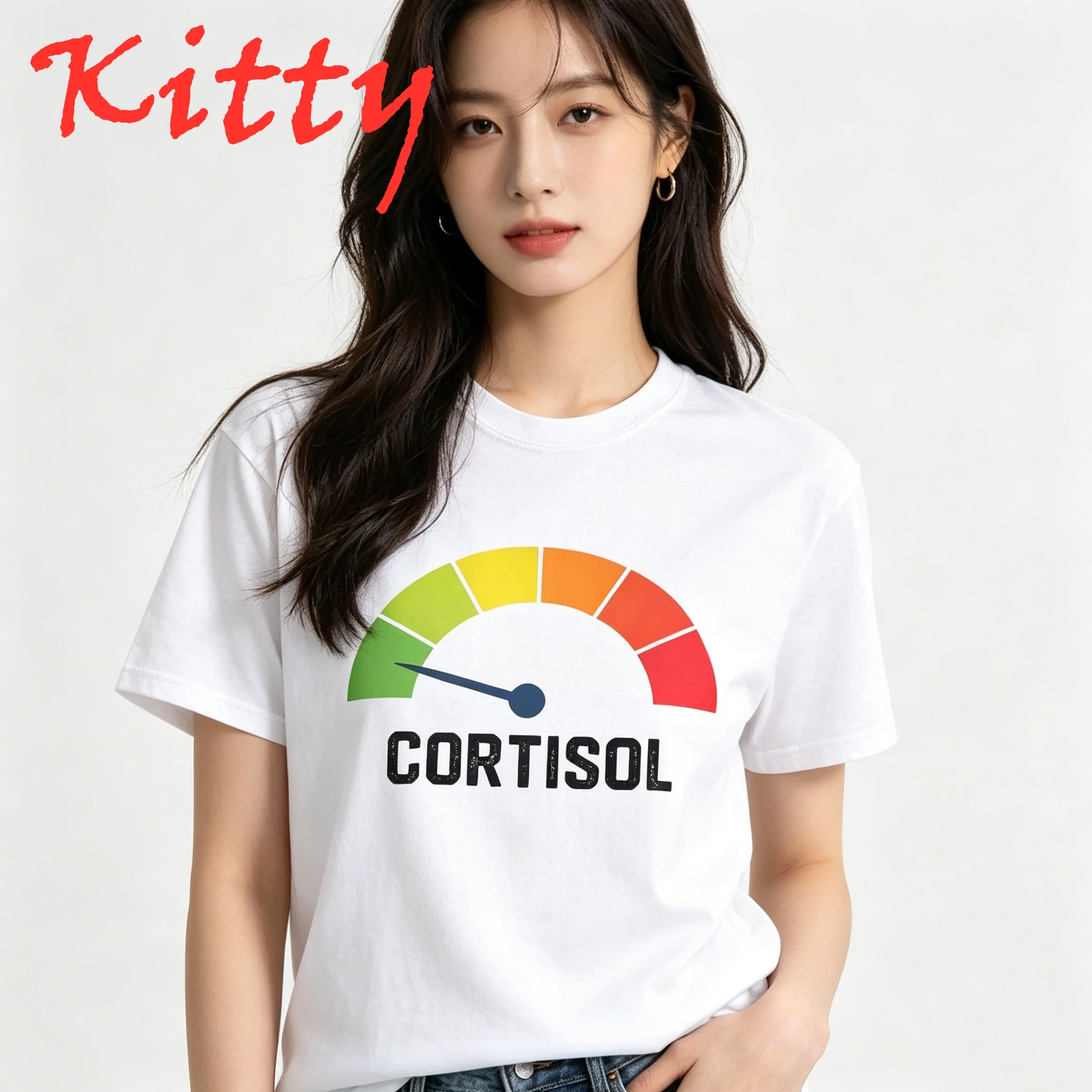 Fun Graphic Printing Summe Low Cortisol Levels  Meme T-Shirts Women Comfortable Clothing Short Sleeve Casual Aesthetic Tee Tops