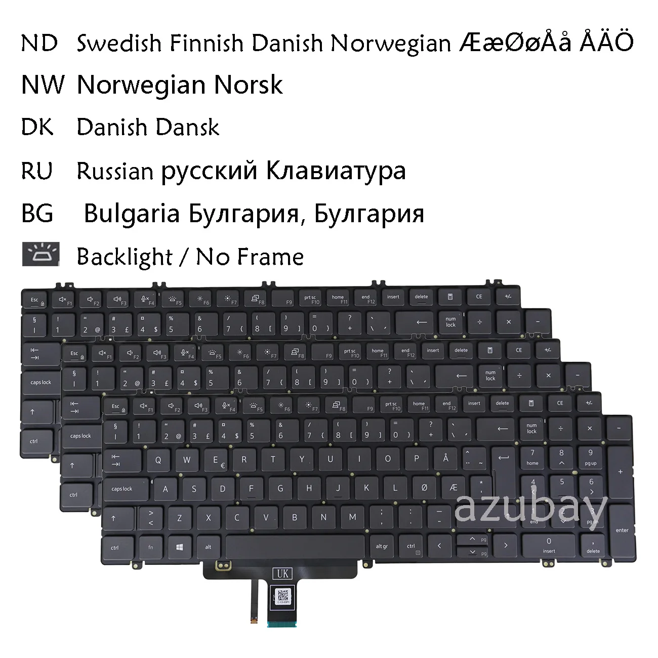 

Bulgaria Russian Swedish Finnish Danish Norwegian Keyboard for Dell Precision 7680 7780 3590 3591, Backlit