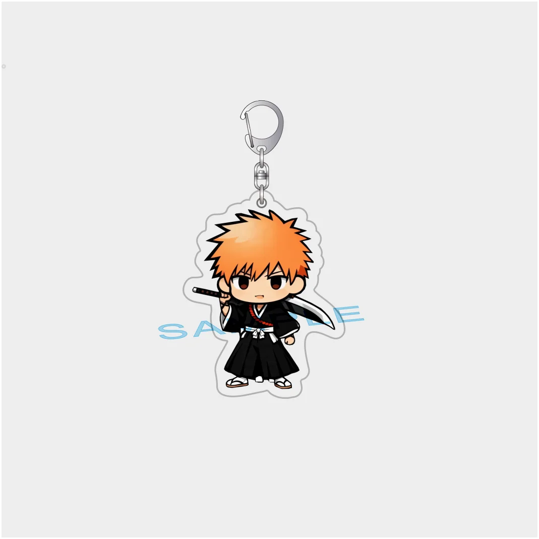 BLEACH Anime Acrylic Keychain Ichigo Kurosaki Rukia Kuchiki Kawaii Popular Chic Bag Charms Gift Cartoon Products Key Holder 6CM
