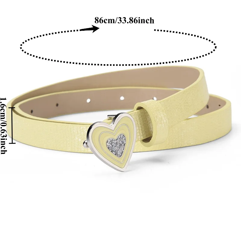 Fashionable and Elegant Heart-Shaped Weight Belt with Accessories Color-Glazed Inlaid and Subtly Sparkling Women’s Belts