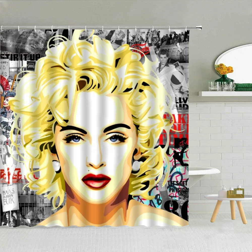 M-Marilyn Monroe Bathroom Shower Curtain Waterproof Folding Partition Bathrooms and Accessories Bath Things Curtains the Showers