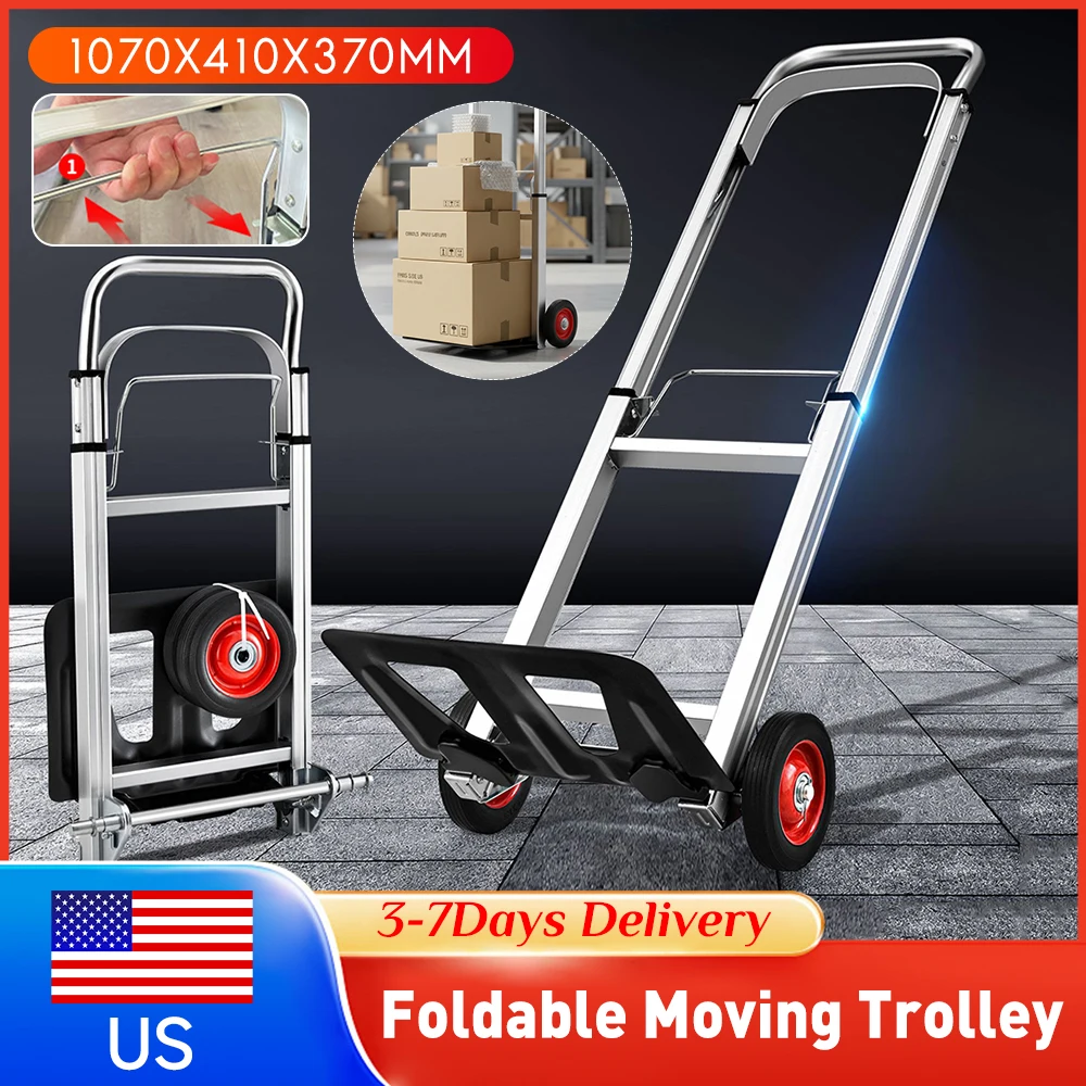 

Folding Sack Truck Heavy Duty Barrow Cart Long Telescoping Handle Silent Portable Dolly Cart for Indoor Outdoor Moving Shopping