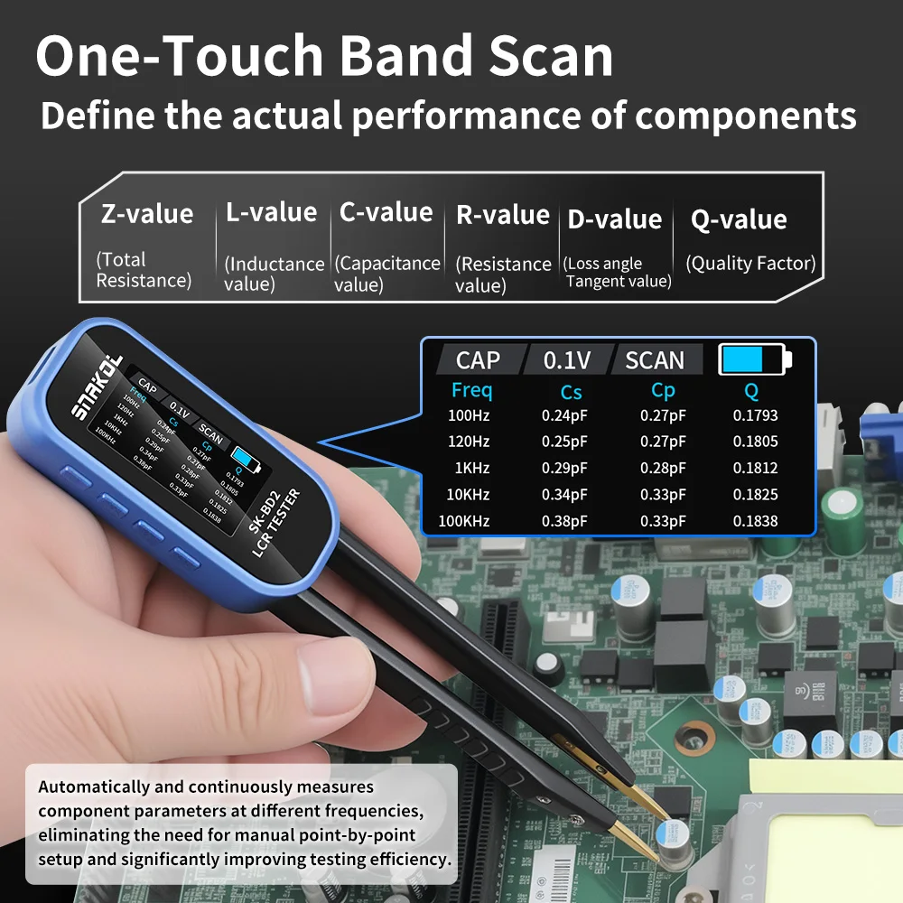 SNAKOL BD2 Smart Tweezer LCR Digital Bridge Tester Ein-Tasten-Messung für: Widerstand, Kapazität, Induktivität, Dioden, Spannung